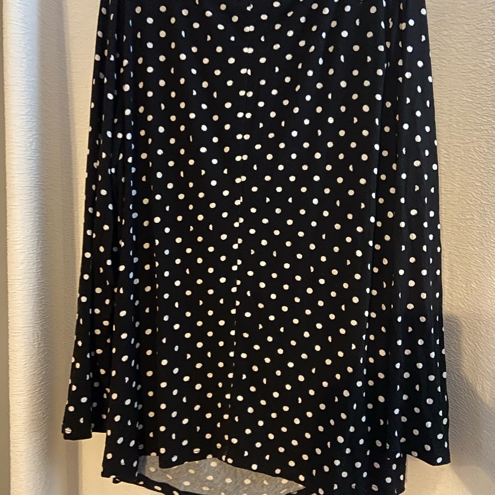Black and white polka dot sweater with cinching